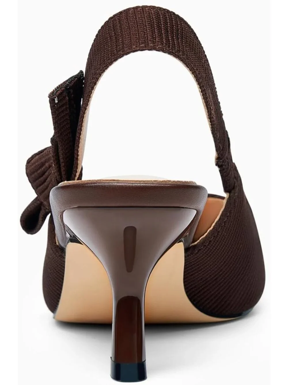 Women's Coffee Slingback Kitten Heels Closed Pointed Toe Pumps Dress Shoes